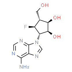 ChemSpider 2D Image | (1R,2S,3S,4S,5R)-3-(6-Amino-9H-purin-9-yl)-4-fluoro-5-(hydroxymethyl)-1,2-cyclopentanediol | C11H14FN5O3