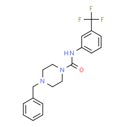ChemSpider 2D Image | 4-Benzyl-N-[3-(trifluoromethyl)phenyl]-1-piperazinecarboxamide | C19H20F3N3O