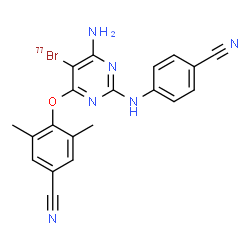 ChemSpider 2D Image | 4-[[6-Amino-5-(bromo-77Br)-2-[(4-cyanophenyl)amino]-4-pyrimidinyl]oxy]-3,5-dimethylbenzonitrile | C20H1577BrN6O