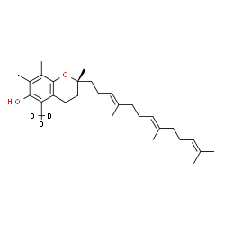 ChemSpider 2D Image | (2R)-2,7,8-Trimethyl-5-(~2~H_3_)methyl-2-[(3E,7E)-4,8,12-trimethyl-3,7,11-tridecatrien-1-yl]-6-chromanol | C29H41D3O2