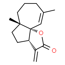ChemSpider 2D Image | (3aS,5aS,10aR)-5a,9-Dimethyl-3-methylene-3,3a,4,5,5a,6,7,8-octahydro-2H-azuleno[8a,1-b]furan-2-one | C15H20O2
