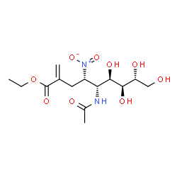 ChemSpider 2D Image | Ethyl (4S,5R,6R,7S,8R)-5-acetamido-6,7,8,9-tetrahydroxy-2-methylene-4-nitrononanoate | C14H24N2O9