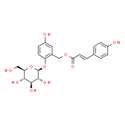 ChemSpider 2D Image | 2-(beta-D-Glucopyranosyloxy)-5-hydroxybenzyl (2E)-3-(4-hydroxyphenyl)acrylate | C22H24O10