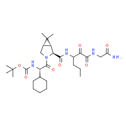 ChemSpider 2D Image | tert-butyl {(1S)-2-[(1R,2S,5S)-2-({1-[(2-amino-2-oxoethyl)amino]-1,2-dioxohexan-3-yl}carbamoyl)-6,6-dimethyl-3-azabicyclo[3.1.0]hex-3-yl]-1-cyclohexyl-2-oxoethyl}carbamate | C29H47N5O7