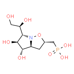 ChemSpider 2D Image | ({(2S,3aS,4S,5S,6S)-6-[(1S)-1,2-Dihydroxyethyl]-4,5-dihydroxyhexahydropyrrolo[1,2-b][1,2]oxazol-2-yl}methyl)phosphonic acid | C9H18NO8P