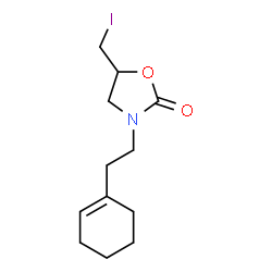 ChemSpider 2D Image | 3-[2-(1-Cyclohexen-1-yl)ethyl]-5-(iodomethyl)-1,3-oxazolidin-2-one | C12H18INO2