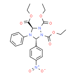 ChemSpider 2D Image | Triethyl (3R,5R)-5-(4-nitrophenyl)-4-phenyl-1,2,4-triazolidine-1,2,3-tricarboxylate | C23H26N4O8