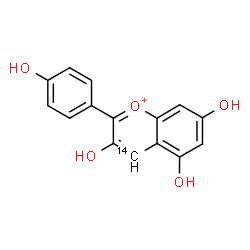 ChemSpider 2D Image | 3,5,7-Trihydroxy-2-(4-hydroxyphenyl)(4-~14~C)chromenium | C1414CH11O5