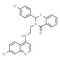 ChemSpider 2D Image | 2-(4-Chlorophenyl)-3-{2-[(7-chloro-4-quinolinyl)amino]ethyl}-2,3-dihydro-4H-1,3-benzothiazin-4-one | C25H19Cl2N3OS