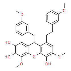 ChemSpider 2D Image | 4,6-Dimethoxy-9-(3-methoxybenzyl)-8-[2-(3-methoxyphenyl)ethyl]-9H-xanthene-2,3,5-triol | C32H32O8