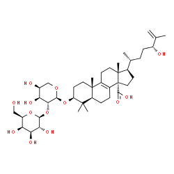 ChemSpider 2D Image | (3beta,24R)-3-{[2-O-(beta-D-Galactopyranosyl)-alpha-L-arabinopyranosyl]oxy}-24-hydroxylanosta-8,25-dien-30-oic acid | C41H66O13