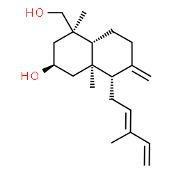 ChemSpider 2D Image | (2R,4R,4aR,8S,8aR)-4-(Hydroxymethyl)-4,8a-dimethyl-7-methylene-8-[(2E)-3-methyl-2,4-pentadien-1-yl]decahydro-2-naphthalenol | C20H32O2