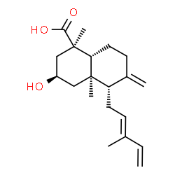 ChemSpider 2D Image | (1R,3R,4aR,5S,8aR)-3-Hydroxy-1,4a-dimethyl-6-methylene-5-[(2E)-3-methyl-2,4-pentadien-1-yl]decahydro-1-naphthalenecarboxylic acid | C20H30O3