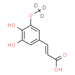 ChemSpider 2D Image | (2E)-3-{3,4-Dihydroxy-5-[(~2~H_3_)methyloxy]phenyl}acrylic acid | C10H7D3O5