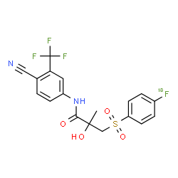 ChemSpider 2D Image | N-[4-Cyano-3-(trifluoromethyl)phenyl]-3-{[4-(~18~F)fluorophenyl]sulfonyl}-2-hydroxy-2-methylpropanamide | C18H14F318FN2O4S