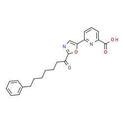 ChemSpider 2D Image | 6-[2-(7-Phenylheptanoyl)-1,3-oxazol-5-yl]-2-pyridinecarboxylic acid | C22H22N2O4