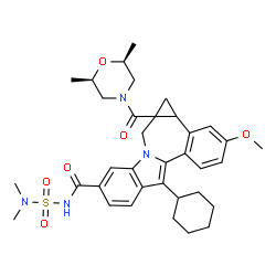 ChemSpider 2D Image | 8-Cyclohexyl-1a-{[(2R,6S)-2,6-dimethyl-4-morpholinyl]carbonyl}-N-(dimethylsulfamoyl)-11-methoxy-1,1a,2,12b-tetrahydrocyclopropa[d]indolo[2,1-a][2]benzazepine-5-carboxamide | C35H44N4O6S