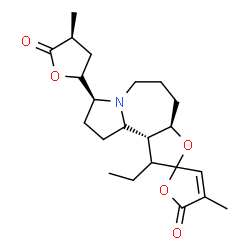 ChemSpider 2D Image | (3a'R,8'S,10b'R)-1'-Ethyl-4-methyl-8'-[(2R,4S)-4-methyl-5-oxotetrahydro-2-furanyl]-1',3a',4',5',6',8',9',10',10a',10b'-decahydro-5H-spiro[furan-2,2'-furo[3,2-c]pyrrolo[1,2-a]azepin]-5-one | C22H31NO5