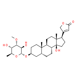 ChemSpider 2D Image | (3beta,5beta)-3-[(6-Deoxy-3-O-methyl-alpha-L-altropyranosyl)oxy]-14-hydroxycard-20(22)-enolide | C30H46O8