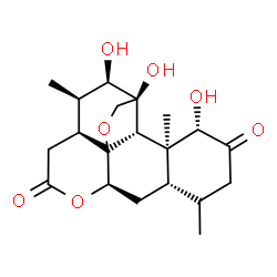 ChemSpider 2D Image | (4S,5R,6R,7S,11R,13S,17S,18S,19S)-4,5,17-Trihydroxy-6,14,18-trimethyl-2,10-dioxapentacyclo[9.8.0.0~1,7~.0~4,19~.0~13,18~]nonadecane-9,16-dione | C20H28O7