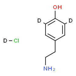 ChemSpider 2D Image | 4-(2-Aminoethyl)(2,6-~2~H_2_)phenol (~2~H)hydrochloride (1:1) | C8H9D3ClNO