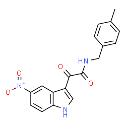 ChemSpider 2D Image | N-(4-Methylbenzyl)-2-(5-nitro-1H-indol-3-yl)-2-oxoacetamide | C18H15N3O4