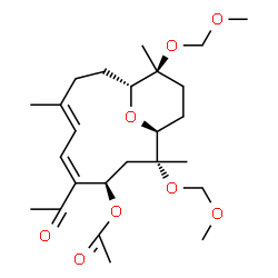 ChemSpider 2D Image | (1S,2R,4R,5E,7E,11R,12S)-5-Acetyl-2,12-bis(methoxymethoxy)-2,8,12-trimethyl-15-oxabicyclo[9.3.1]pentadeca-5,7-dien-4-yl acetate | C25H40O8