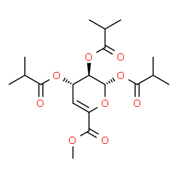 ChemSpider 2D Image | Methyl 4-deoxy-1,2,3-tri-O-isobutyryl-alpha-L-threo-hex-4-enopyranuronate | C19H28O9