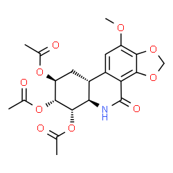 ChemSpider 2D Image | (5aR,6S,7R,8S,9aR)-11-Methoxy-4-oxo-4,5,5a,6,7,8,9,9a-octahydro[1,3]dioxolo[4,5-i]phenanthridine-6,7,8-triyl triacetate | C21H23NO10