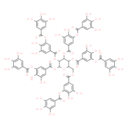 ChemSpider 2D Image | 1,2,3,4,6-Pentakis-O-{3,4-dihydroxy-5-[(3,4,5-trihydroxybenzoyl)oxy]benzoyl}hexopyranose | C76H52O46