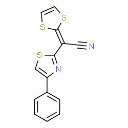 ChemSpider 2D Image | 1,3-Dithiol-2-ylidene(4-phenyl-1,3-thiazol-2-yl)acetonitrile | C14H8N2S3