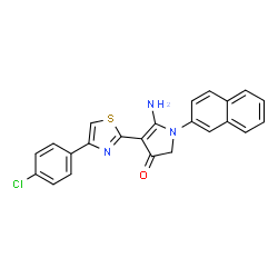 ChemSpider 2D Image | 5-Amino-4-[4-(4-chlorophenyl)-1,3-thiazol-2-yl]-1-(2-naphthyl)-1,2-dihydro-3H-pyrrol-3-one | C23H16ClN3OS