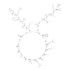 ChemSpider 2D Image | (2S)-2-[[(2S)-2-[[(2S)-2-[[(2S)-2-[[(2S)-2-[[(2S)-6-amino-2-[[(4R,10S,16S,19S,22R,25S,28S,31S,34S,37S,40S,43S,49S,52R)-52-[[2-[[(2S)-2-[[2-[[(2S)-5-amino-2-[[(2S)-2-[[(2S)-2-[[(2S)-6-amino-2-[[(2S)-1-[(2S)-2-amino-3-hydroxy-propanoyl]pyrrolidine-2-carbonyl]amino]hexanoyl]amino]-4-methylsulfanyl-butanoyl]amino]-3-methyl-butanoyl]amino]-5-oxo-pentanoyl]amino]acetyl]amino]-3-hydroxy-propanoyl]amino]acetyl]amino]-40-(4-aminobutyl)-49-benzyl-34-(carboxymethyl)-31,43-bis(3-guanidinopropyl)-16,19,22,25-tetrakis(hydroxymethyl)-10-isobutyl-28-[(1S)-1-methylpropyl]-37-(2-methylsulfanylethyl)-6,9,12,15,18,21,24,27,30,33,36,39,42,45,48,51-hexadecaoxo-1,2-dithia-5,8,11,14,17,20,23,26,29,32,35,38,41,44,47,50-hexadecazacyclotripentacontane-4-carbonyl]amino]hexanoyl]amino]-3-methyl-butanoyl]amino]-4-methyl-pentanoyl]amino]-5-guanidino-pentanoyl]amino]-5-guanidino-pentanoyl]amino]-3-(4H-imidazol-4-yl)propanoic acid | C143H244N50O42S4