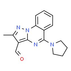 ChemSpider 2D Image | 2-methyl-5-pyrrolidin-1-ylpyrazolo[1,5-a]quinazoline-3-carbaldehyde | C16H16N4O
