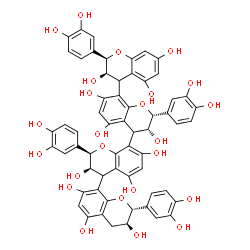 ChemSpider 2D Image | (2R,2'R,2''R,2'''R,3R,3'R,3''R,3'''S)-2,2',2'',2'''-Tetrakis(3,4-dihydroxyphenyl)-3,3',3'',3''',4,4',4'',4'''-octahydro-2H,2'H,2''H,2'''H-4,8':4',8'':4'',8'''-quaterchromene-3,3',3'',3''',5,5',5'',5''
',7,7',7'',7'''-dodecol | C60H50O24