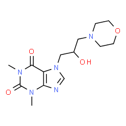 ChemSpider 2D Image | 7-(2-hydroxy-3-morpholinopropyl)-1,3-dimethyl-3,7-dihydro-1H-purine-2,6-dione | C14H21N5O4