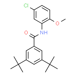 ChemSpider 2D Image | N-(5-Chloro-2-methoxyphenyl)-3,5-bis(2-methyl-2-propanyl)benzamide | C22H28ClNO2