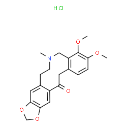 ChemSpider 2D Image | 3,4-Dimethoxy-6-methyl-5,7,8,15-tetrahydrobenzo[c][1,3]benzodioxolo[5,6-g]azecin-14(6H)-one hydrochloride (1:1) | C21H24ClNO5