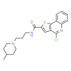 ChemSpider 2D Image | 4-Chloro-N-[3-(4-methyl-1-piperidinyl)propyl]thieno[3,2-c]quinoline-2-carboxamide | C21H24ClN3OS