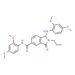 ChemSpider 2D Image | N-(2,4-Dimethoxyphenyl)-1-[(2,4-dimethoxyphenyl)amino]-3-oxo-2-propyl-5-isoindolinecarboxamide | C28H31N3O6