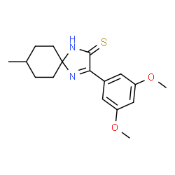 ChemSpider 2D Image | 3-(3,5-Dimethoxyphenyl)-8-methyl-1,4-diazaspiro[4.5]dec-3-ene-2-thione | C17H22N2O2S