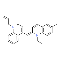 ChemSpider 2D Image | 1-Allyl-4-[(E)-(1-ethyl-6-methyl-2(1H)-quinolinylidene)methyl]quinolinium | C25H25N2