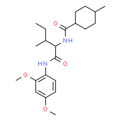 ChemSpider 2D Image | N-(2,4-Dimethoxyphenyl)-N~2~-[(4-methylcyclohexyl)carbonyl]isoleucinamide | C22H34N2O4
