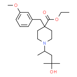 ChemSpider 2D Image | Ethyl 1-(4-hydroxy-4-methyl-2-pentanyl)-4-(3-methoxybenzyl)-4-piperidinecarboxylate | C22H35NO4