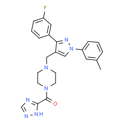 ChemSpider 2D Image | (4-{[3-(3-Fluorophenyl)-1-(3-methylphenyl)-1H-pyrazol-4-yl]methyl}-1-piperazinyl)(1H-1,2,4-triazol-5-yl)methanone | C24H24FN7O