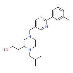 ChemSpider 2D Image | 2-(1-Isobutyl-4-{[2-(3-methylphenyl)-5-pyrimidinyl]methyl}-2-piperazinyl)ethanol | C22H32N4O
