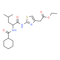 ChemSpider 2D Image | Ethyl (2-{[N-(cyclohexylcarbonyl)leucyl]amino}-1,3-thiazol-4-yl)acetate | C20H31N3O4S