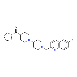 ChemSpider 2D Image | {1'-[(6-Fluoro-2-quinolinyl)methyl]-1,4'-bipiperidin-4-yl}(1-pyrrolidinyl)methanone | C25H33FN4O