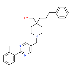 ChemSpider 2D Image | [1-{[2-(2-Methylphenyl)-5-pyrimidinyl]methyl}-4-(3-phenylpropyl)-4-piperidinyl]methanol | C27H33N3O