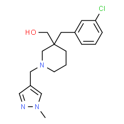 ChemSpider 2D Image | {3-(3-Chlorobenzyl)-1-[(1-methyl-1H-pyrazol-4-yl)methyl]-3-piperidinyl}methanol | C18H24ClN3O